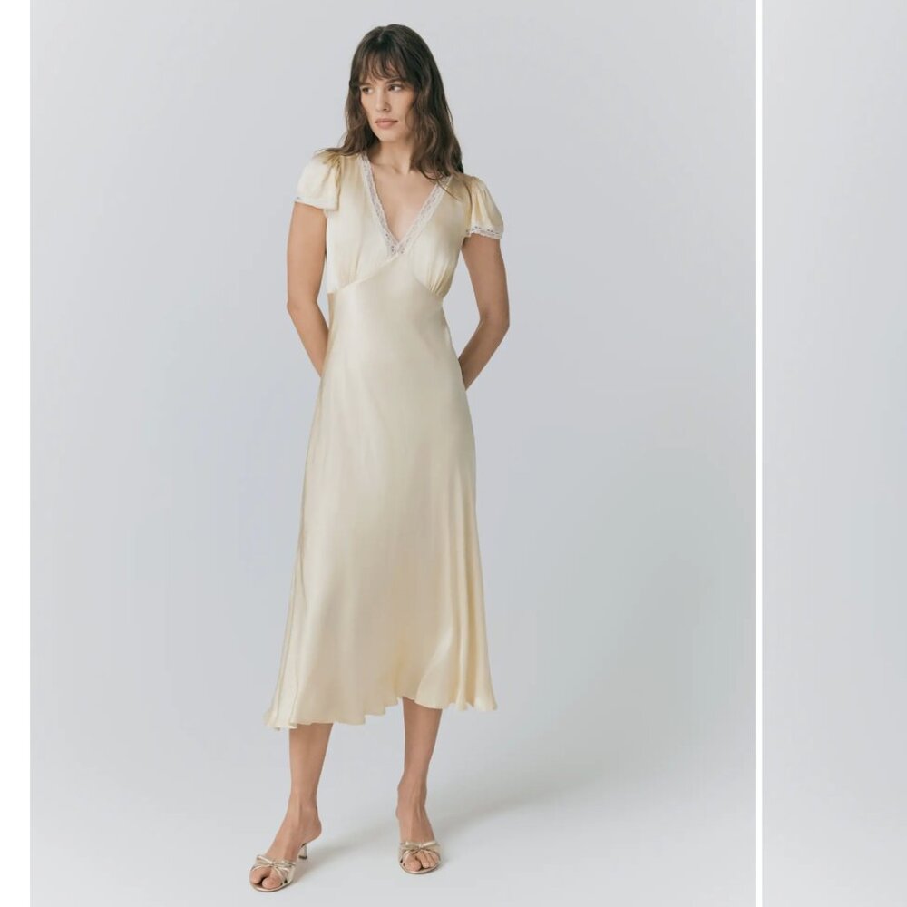 Ghost London Long Satin Maxi Dress XL Wedding Bridal Formal Holiday NWT